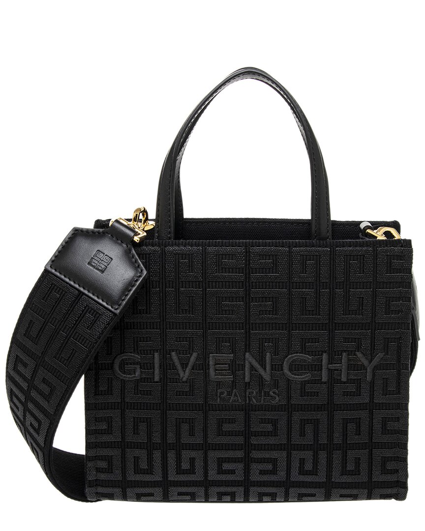 Shop Givenchy G-tote Mini Leather-trim Tote In Black