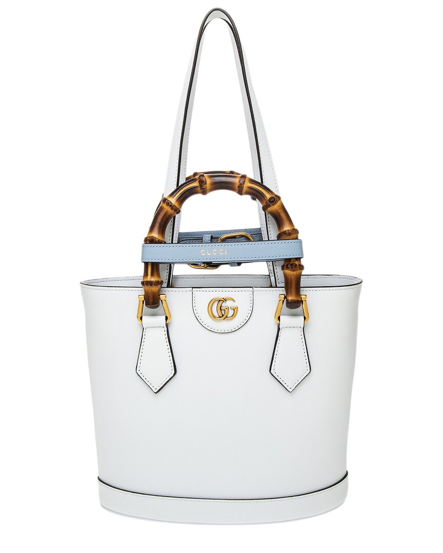 Shop Gucci Diana Small Leather Tote In Blue