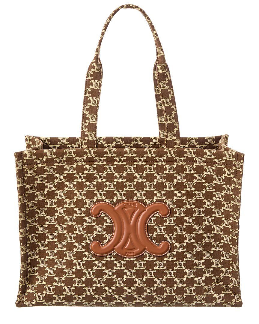 Shop Celine Cabas Thais Large Tote In Brown