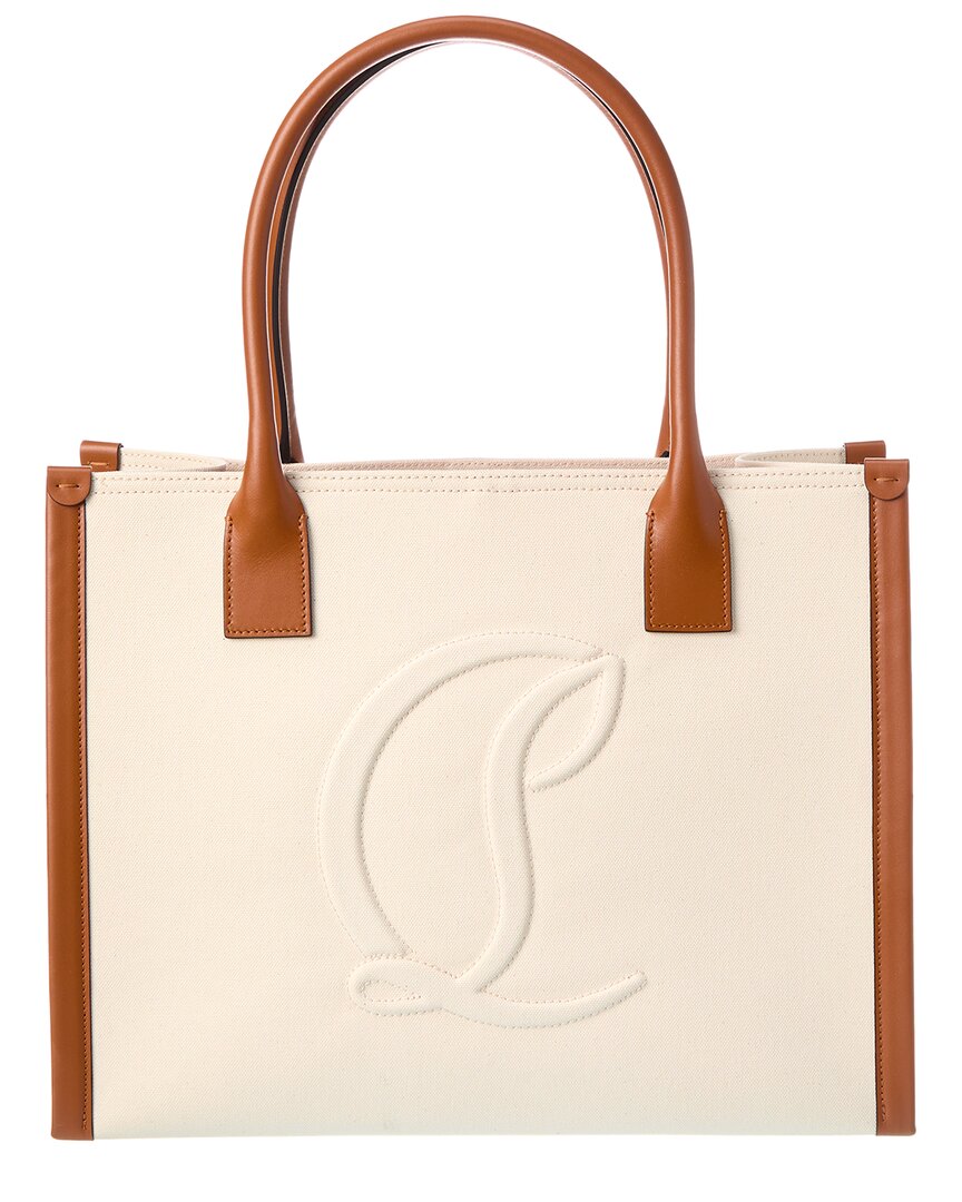Shop Christian Louboutin By My Side Large Canvas & Leather Tote In Brown
