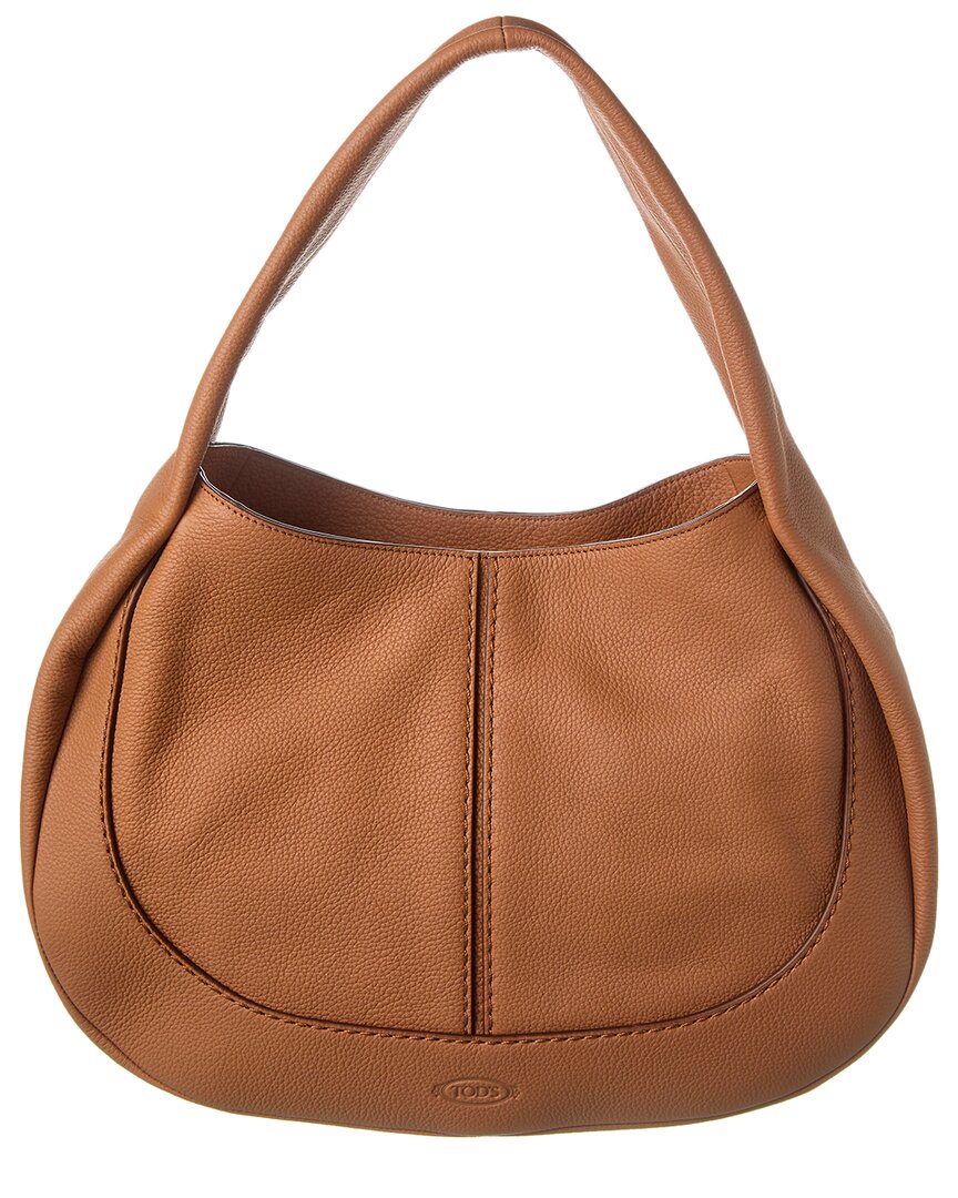 Tod's Logo Leather Tote In Brown