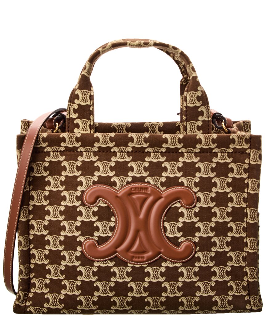 Shop Celine Cabas Thais Small Tote In Brown