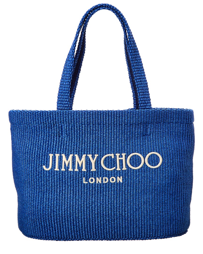 Jimmy Choo Beach Raffia Tote Bag In Blue