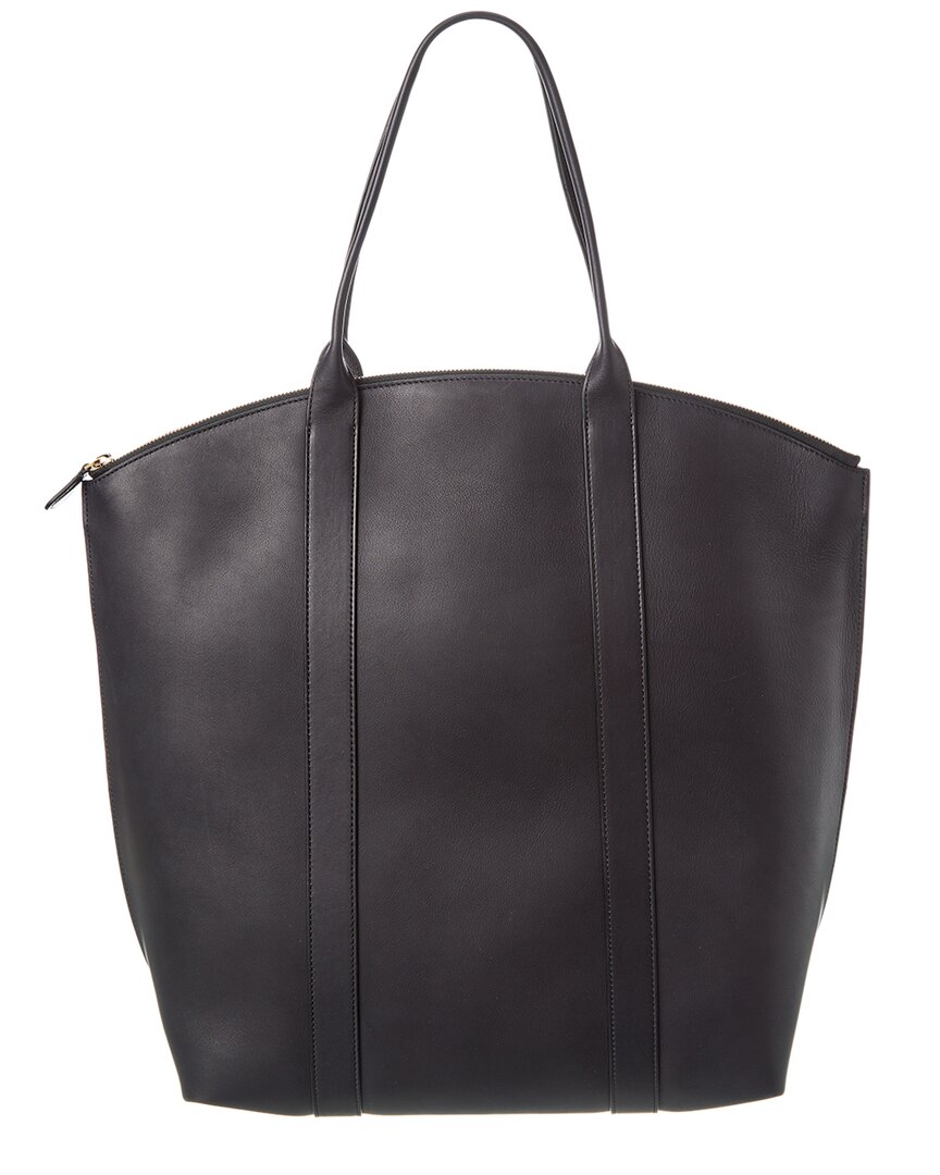 The Row Dante Leather Tote In Black