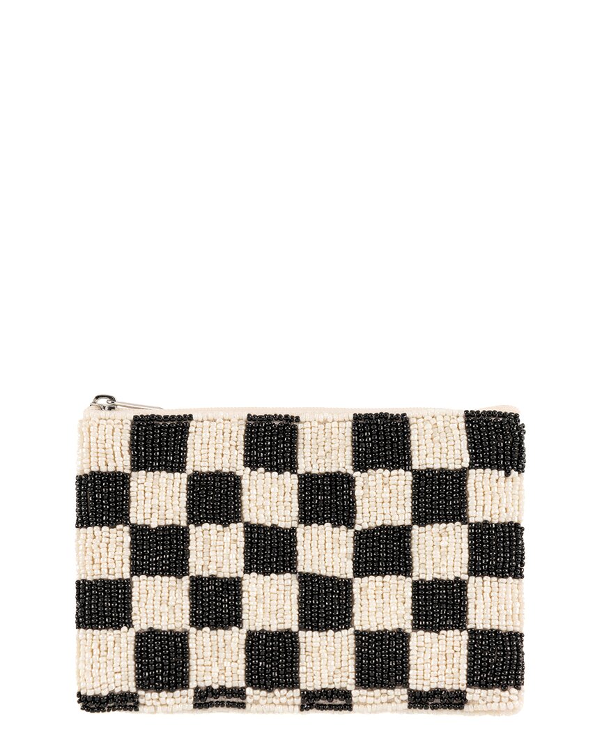 Shiraleah Checks Beaded Zip Pouch