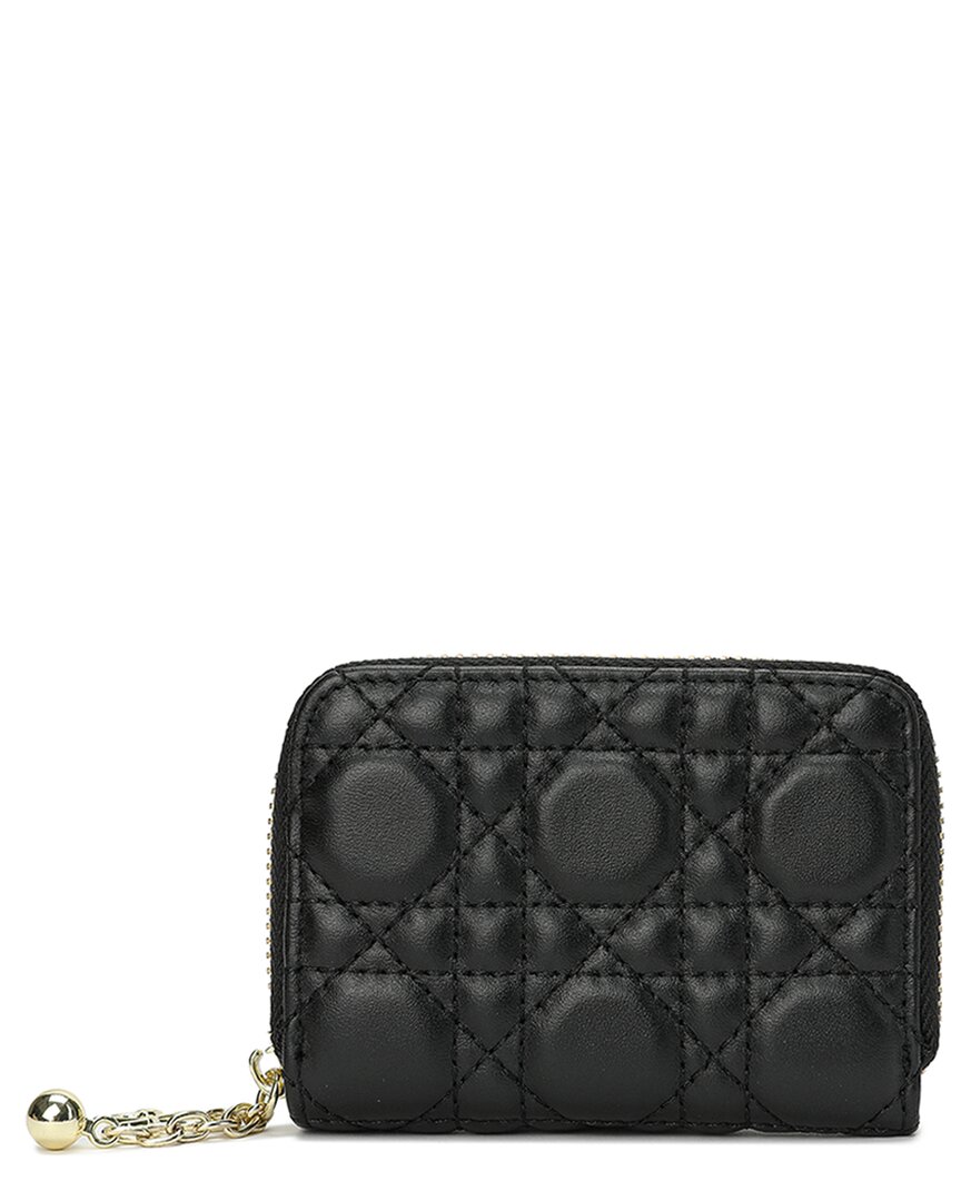 Tiffany & Fred Paris Quilted Leather Card Holder In Black
