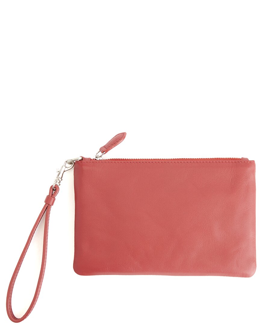 Royce New York Zippered Leather Wristlet Wallet In Red