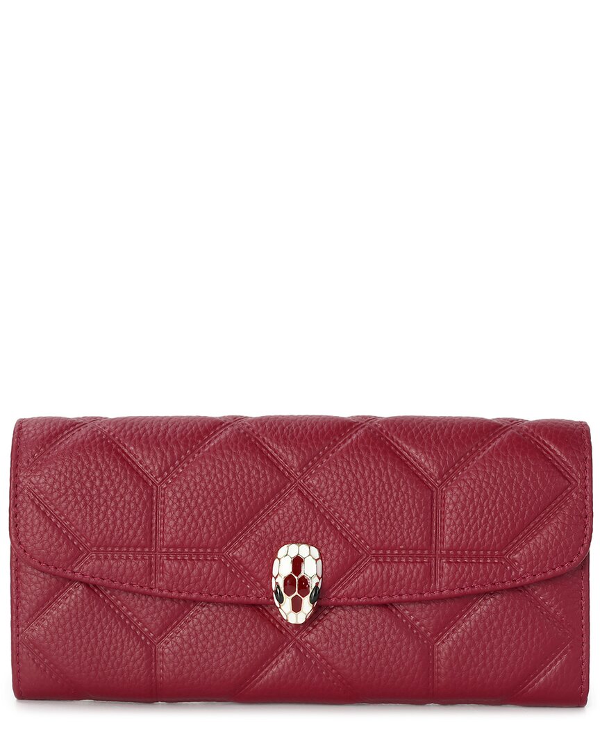 Tiffany & Fred Paris Quilted Leather Wallet In Red