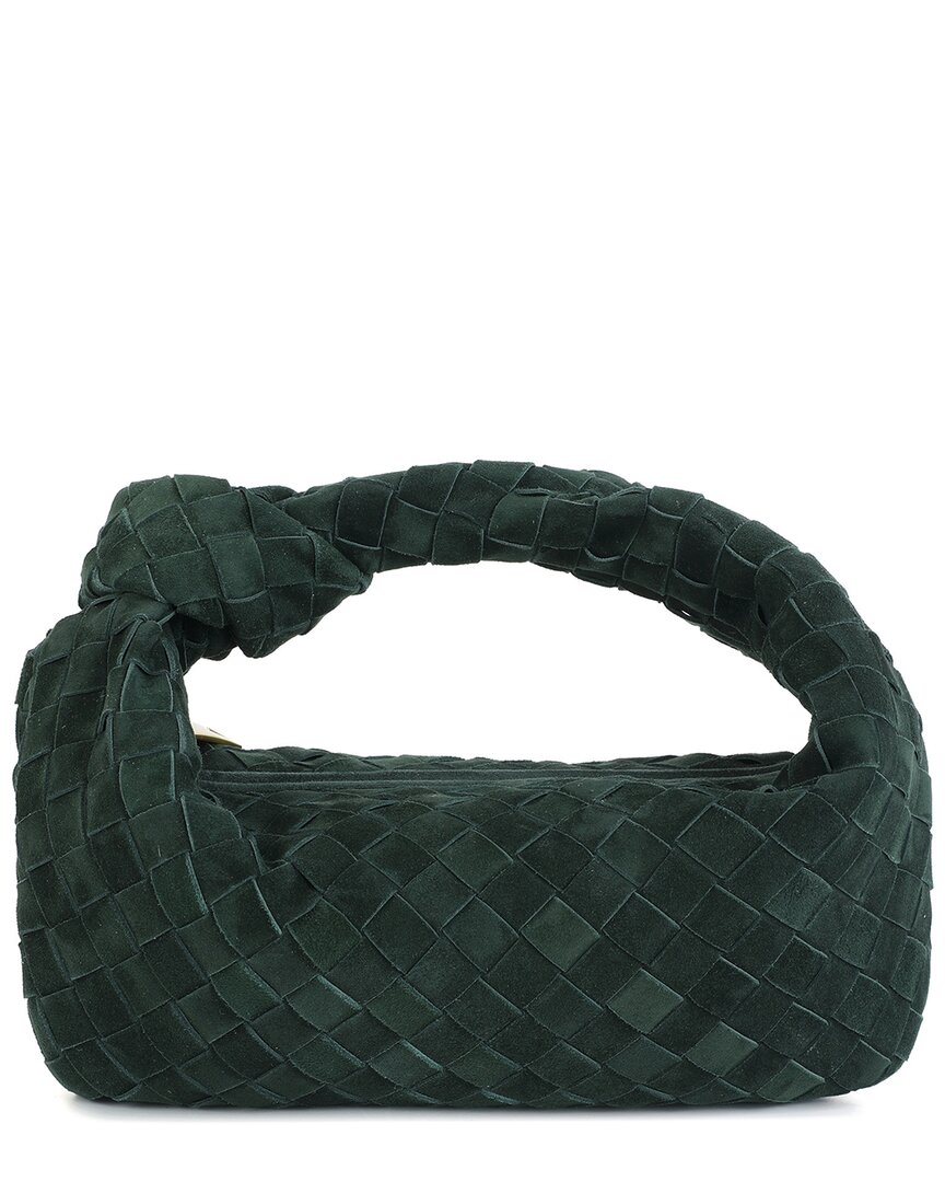 Tiffany & Fred Paris Hand-woven Suede Knot Pouch In Green