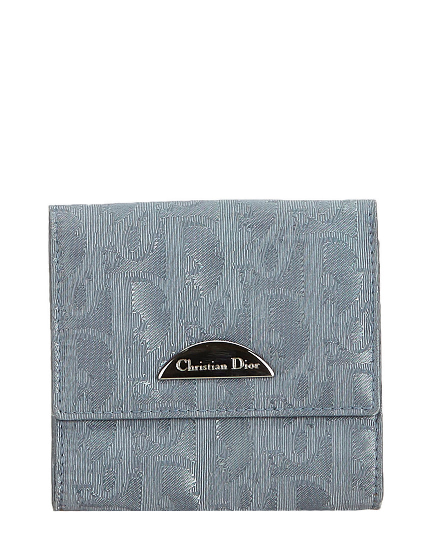 Dior Grey Nylon Oblique Coin Pouch In Blue