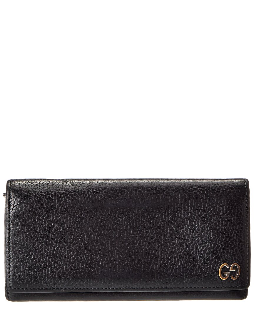 Gucci Black Lambskin Leather Gg Logo (authentic Pre-loved)