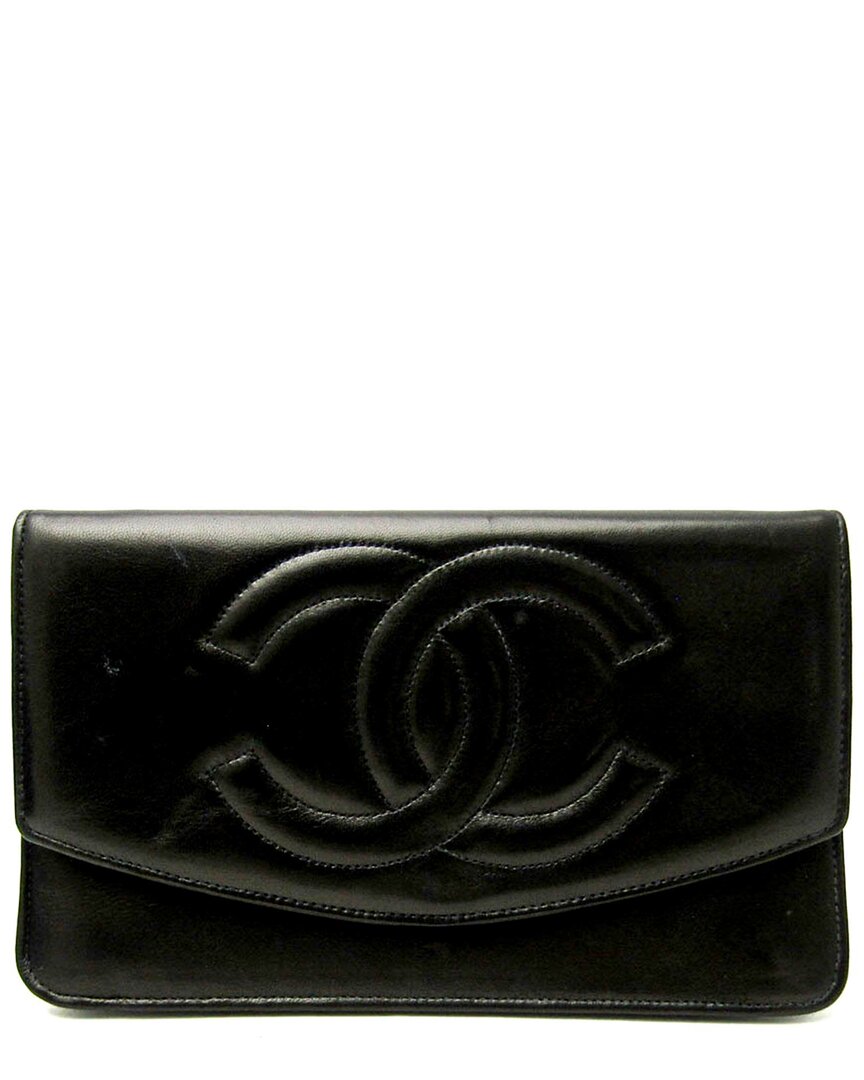 Pre-owned Chanel Black Leather Wallet (authentic )