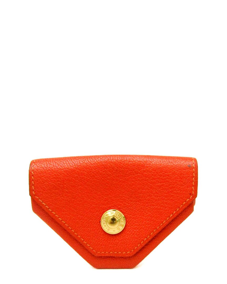 Pre-owned Hermes Hermès Orange Chevre Leather Le 24 (authentic )