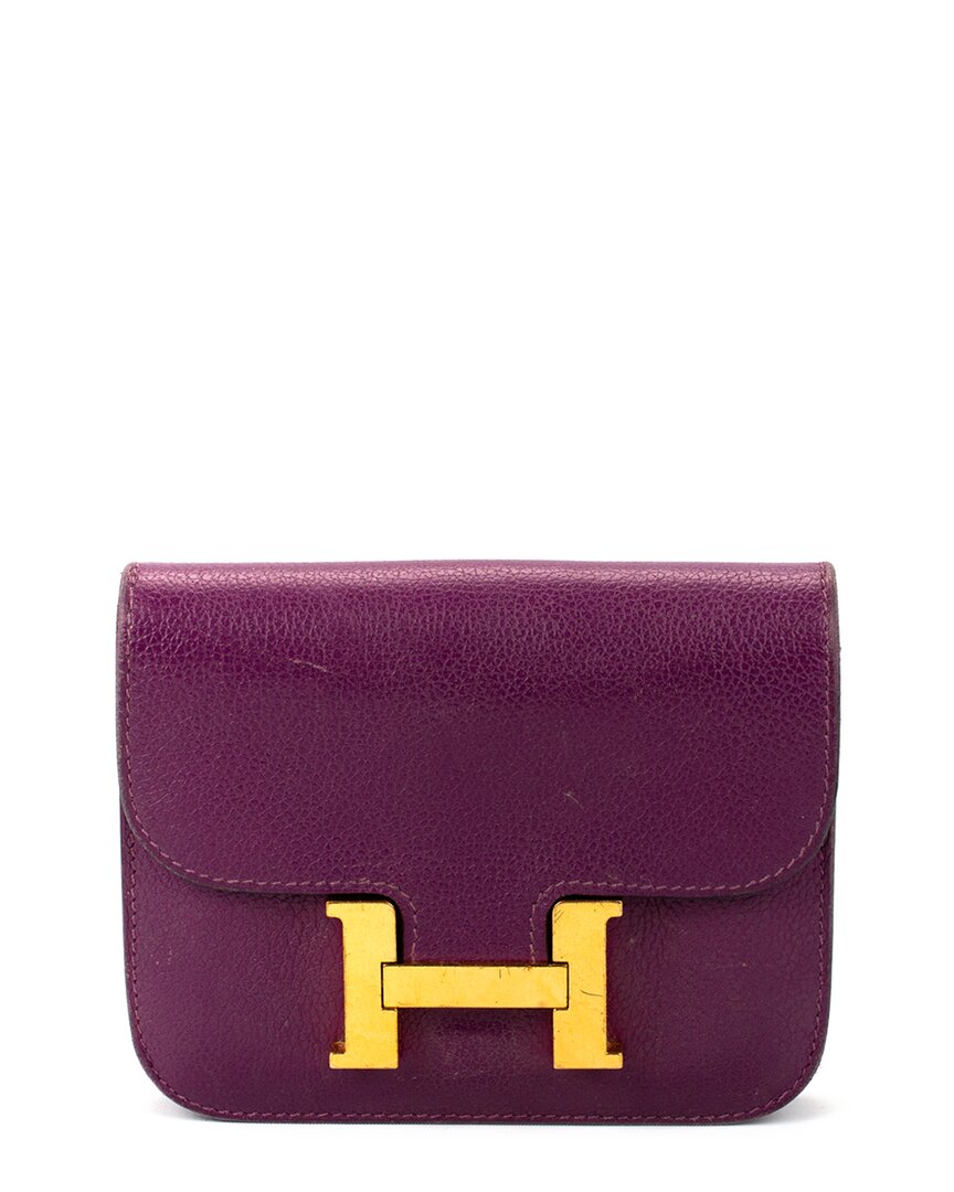 Pre-owned Hermes Hermès Purple Clemence Leather Anemone Constance (authentic )