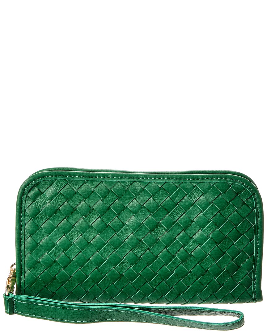 Isabella Rosetti Ora Hand-woven Leather Wallet In Green