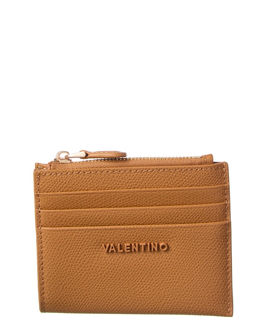 Valentino By Mario Valentino Gia Palmellato Leather Card Case In Brown