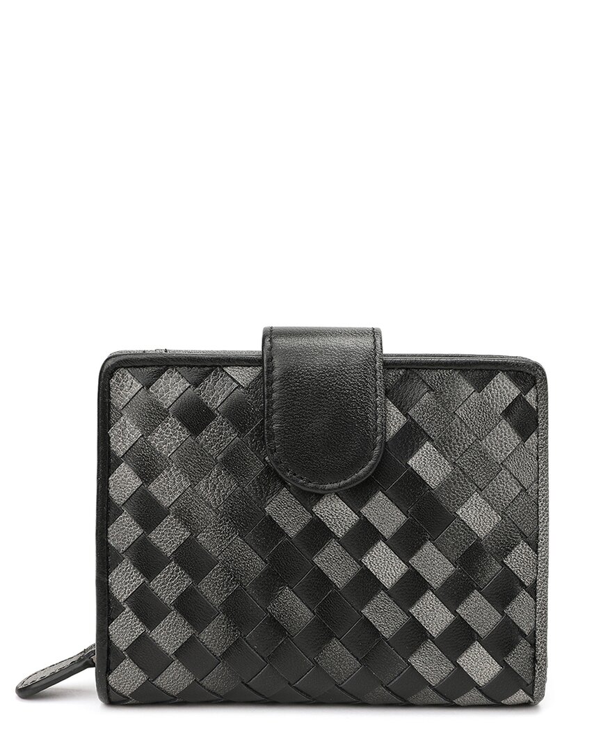Tiffany & Fred Paris Woven Leather Wallet In Black