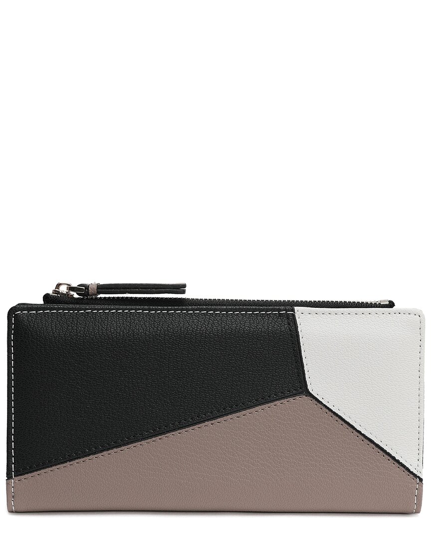 Tiffany & Fred Paris Color-patch Long Leather Wallet