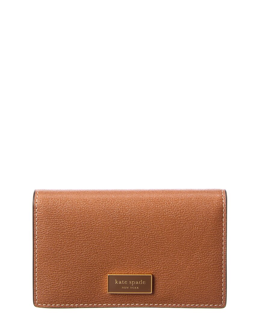 Kate Spade New York Katy Textured Leather Small Bifold Snap Wallet In Brown