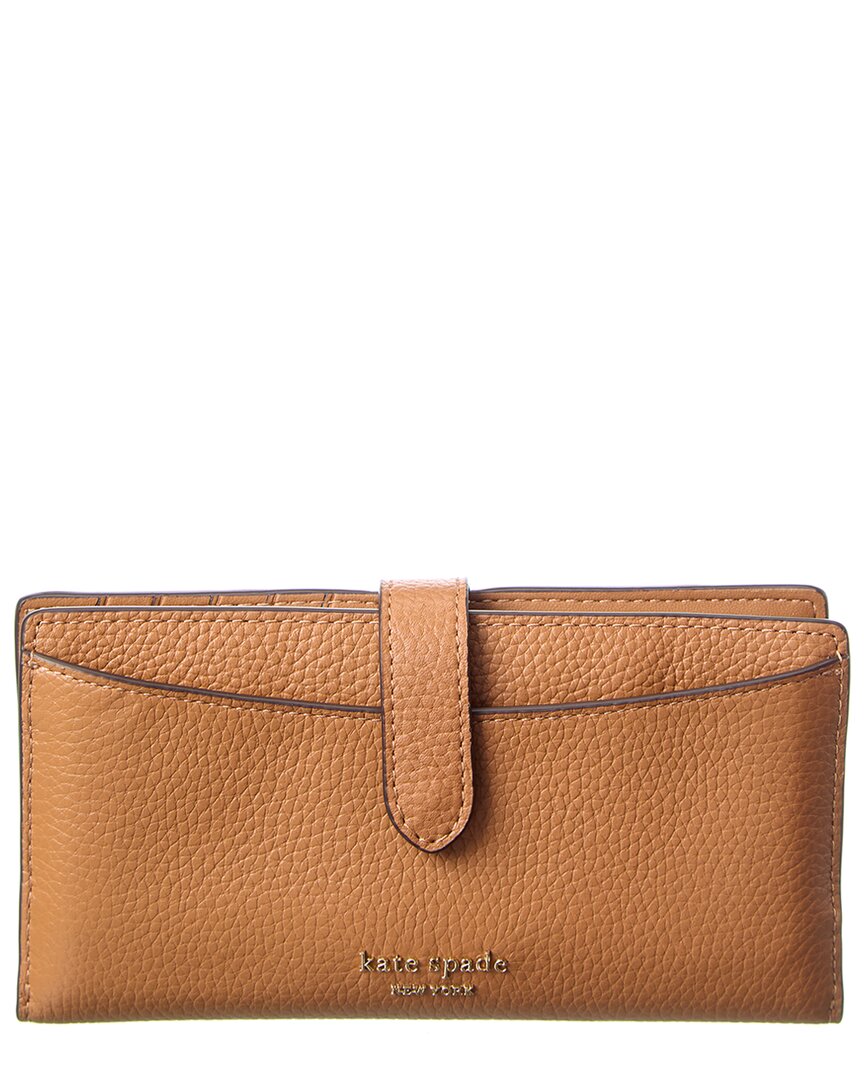 Kate Spade New York Hudson Pebbled Leather Bifold Wallet In Gold