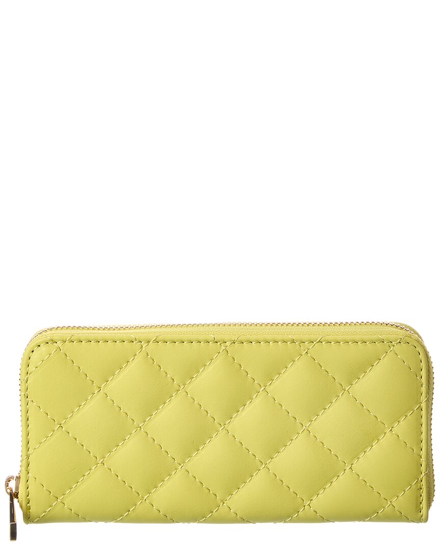 Persaman New York Briar Quilted Leather Wallet In Yellow