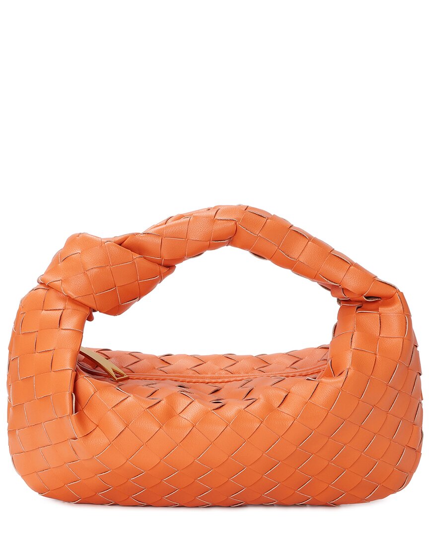 Tiffany & Fred Paris Woven Leather Pouch In Orange