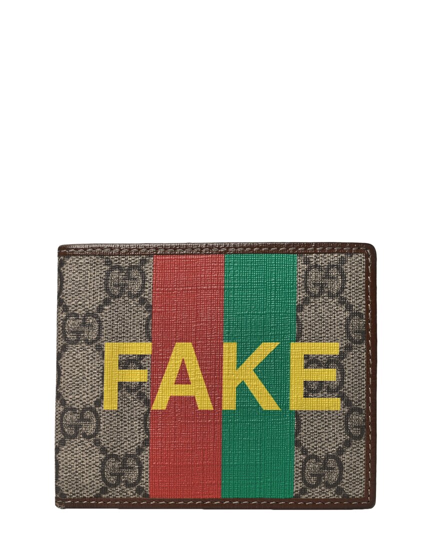 Gucci Brown Gg Supreme Coated Canvas Fake/not Bi-fold Wallet 636166 (authentic Pre-loved) In Multi
