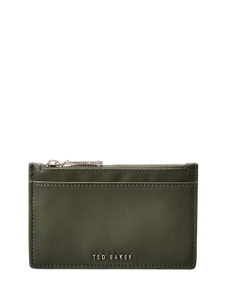Ted Baker Garcia Zip Leather Card Holder In Green