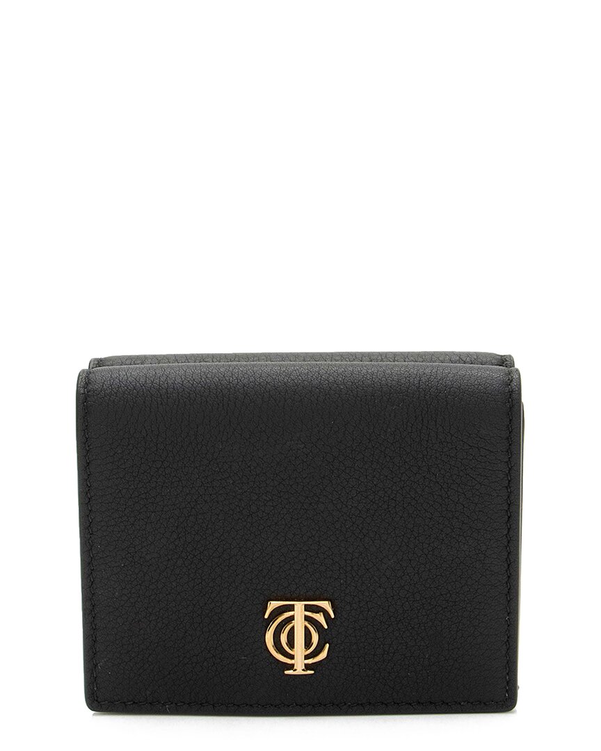 Tiffany & Co . Black Leather T & Co. Trifold Wallet (authentic Pre-loved) In Black