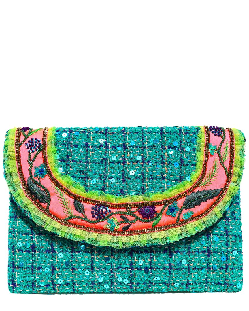Simitri Tweed Envelope Wallet In Green