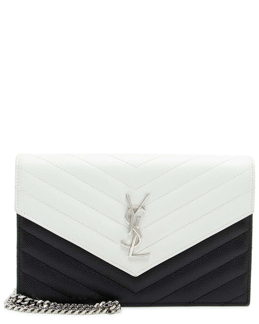 Saint Laurent Black Matelasse Leather Monogram Envelope Chain Wallet (authentic Pre-loved)