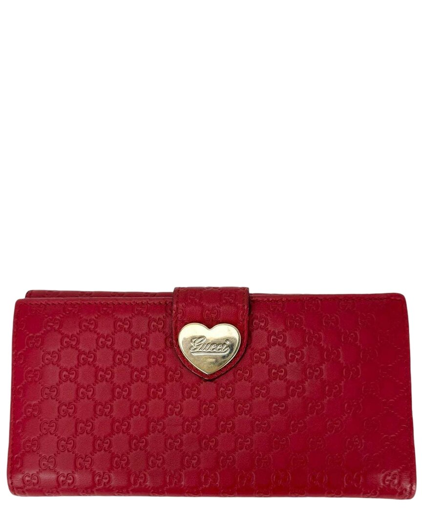 Gucci Red Microssima Heart Continental Wallet (authentic Pre-loved) In Red
