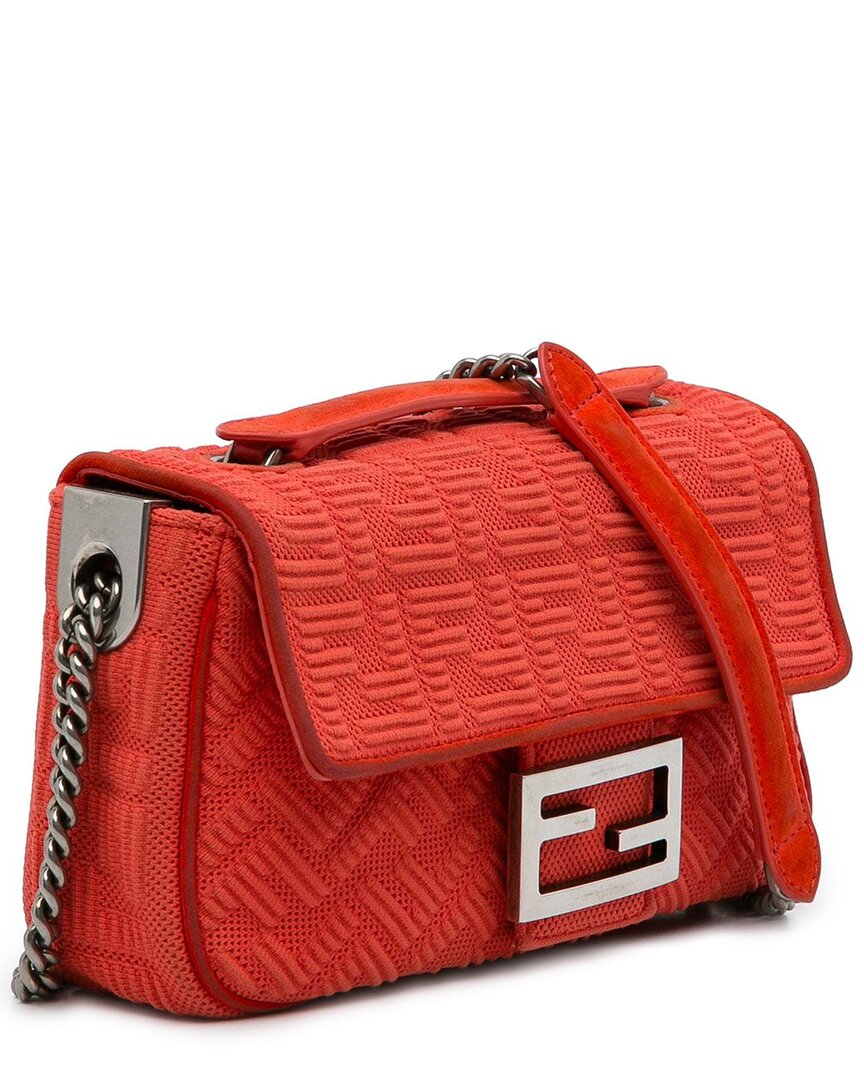 Fendi Red Leather Midi Chain Baguette (authentic Pre-loved) In Red