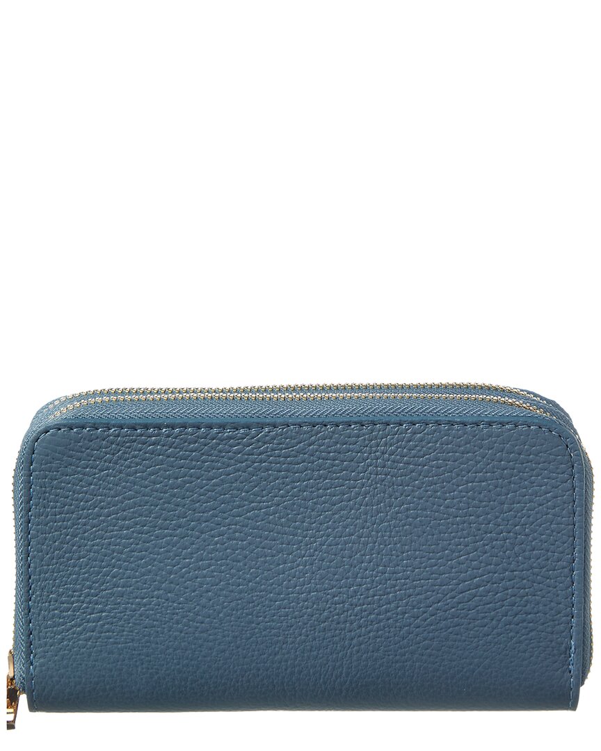 Persaman New York Xenia Zip Leather Continental Wallet In Blue