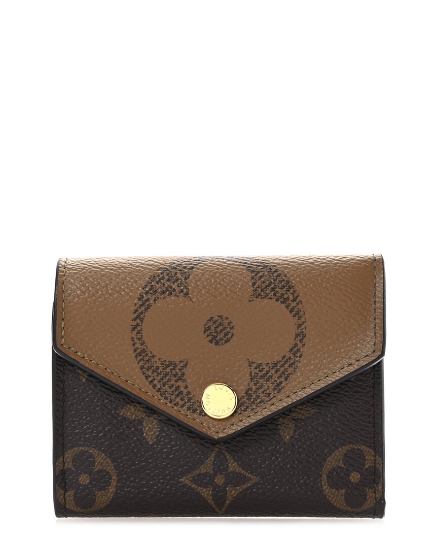 Pre-owned Louis Vuitton Brown Monogram Reverse Coated Canvas Giant Zoe Wallet (authentic Pre-loved)