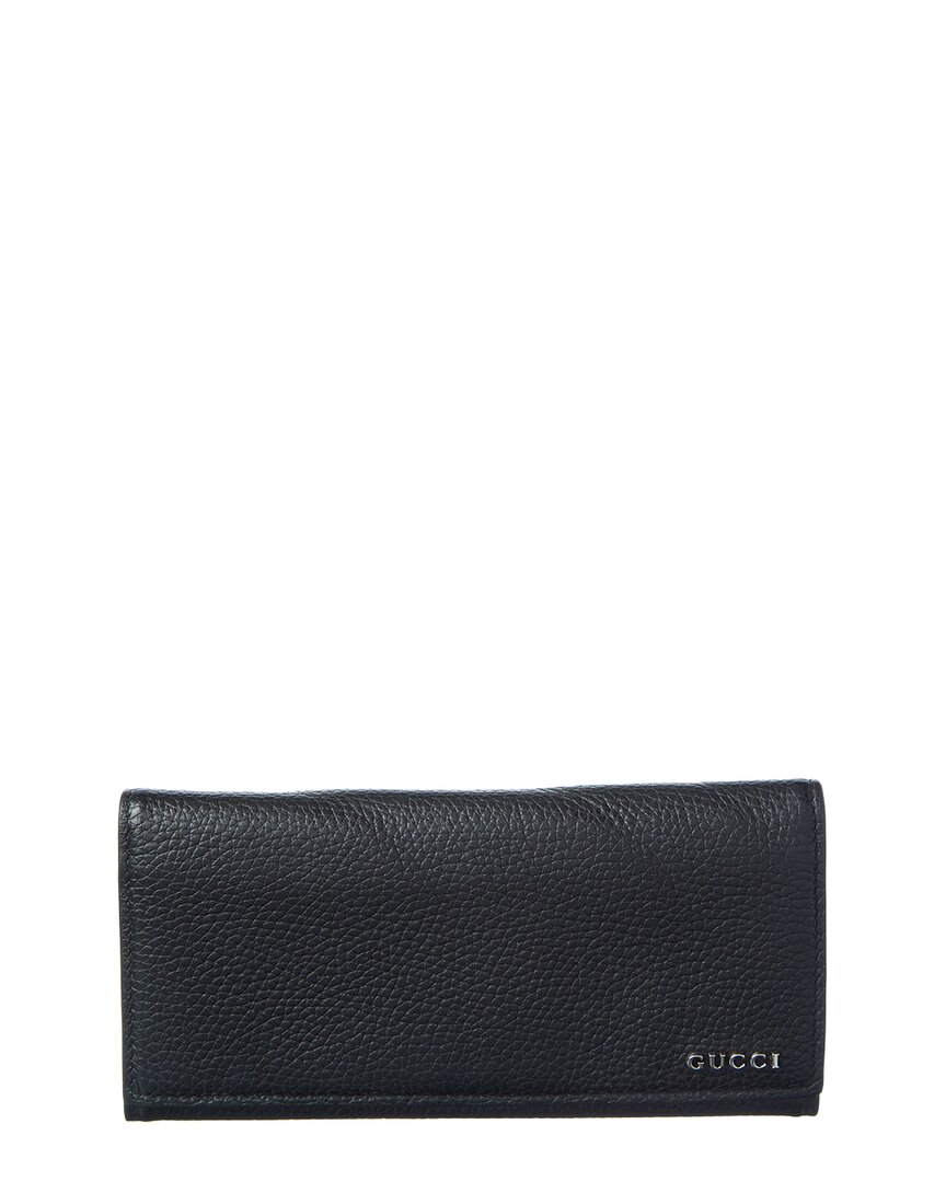 Gucci Black Lambskin Leather Gg Wallet (authentic Pre-loved)