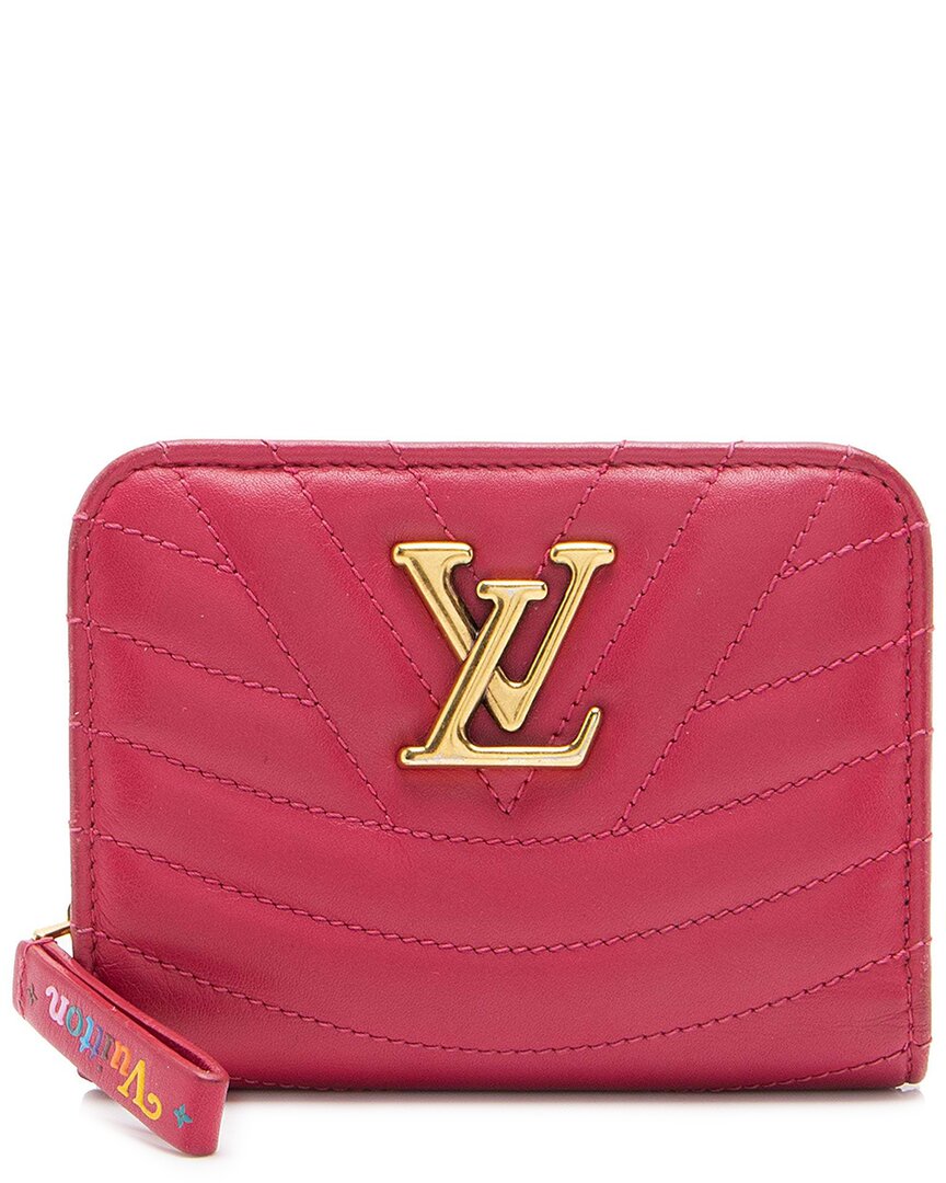Pre-owned Louis Vuitton Pink Calfskin New Wave Compact Zip Wallet (authentic Pre-loved)