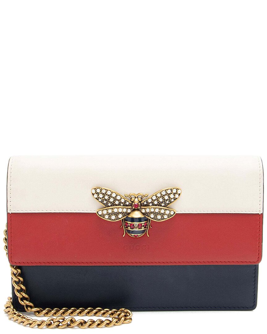 Gucci Blue Calfskin Queen Margaret Wallet On Chain (authentic Pre-loved)