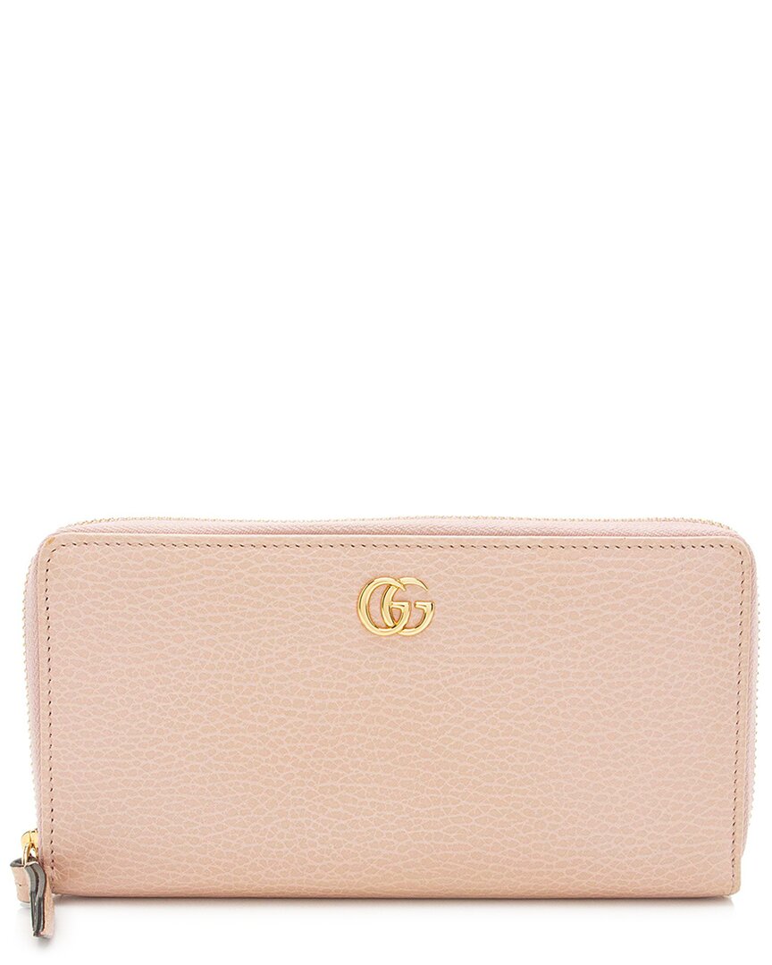 Gucci Pink Leather Gg Marmont Zip Around Wallet (authentic Pre-loved)