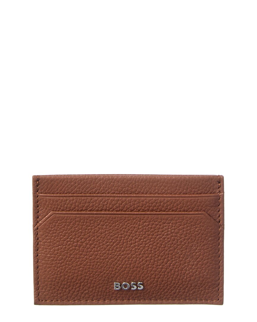 Hugo Boss Highway Leather Card Case In Brown