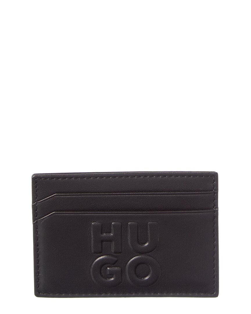 Hugo Boss Hugo Stk Leather Card Holder In Black