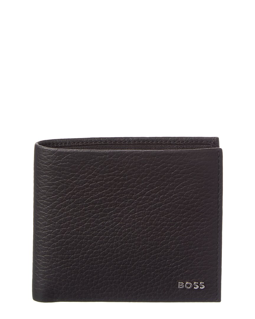 Hugo Boss New Crosstown Leather Wallet In Black