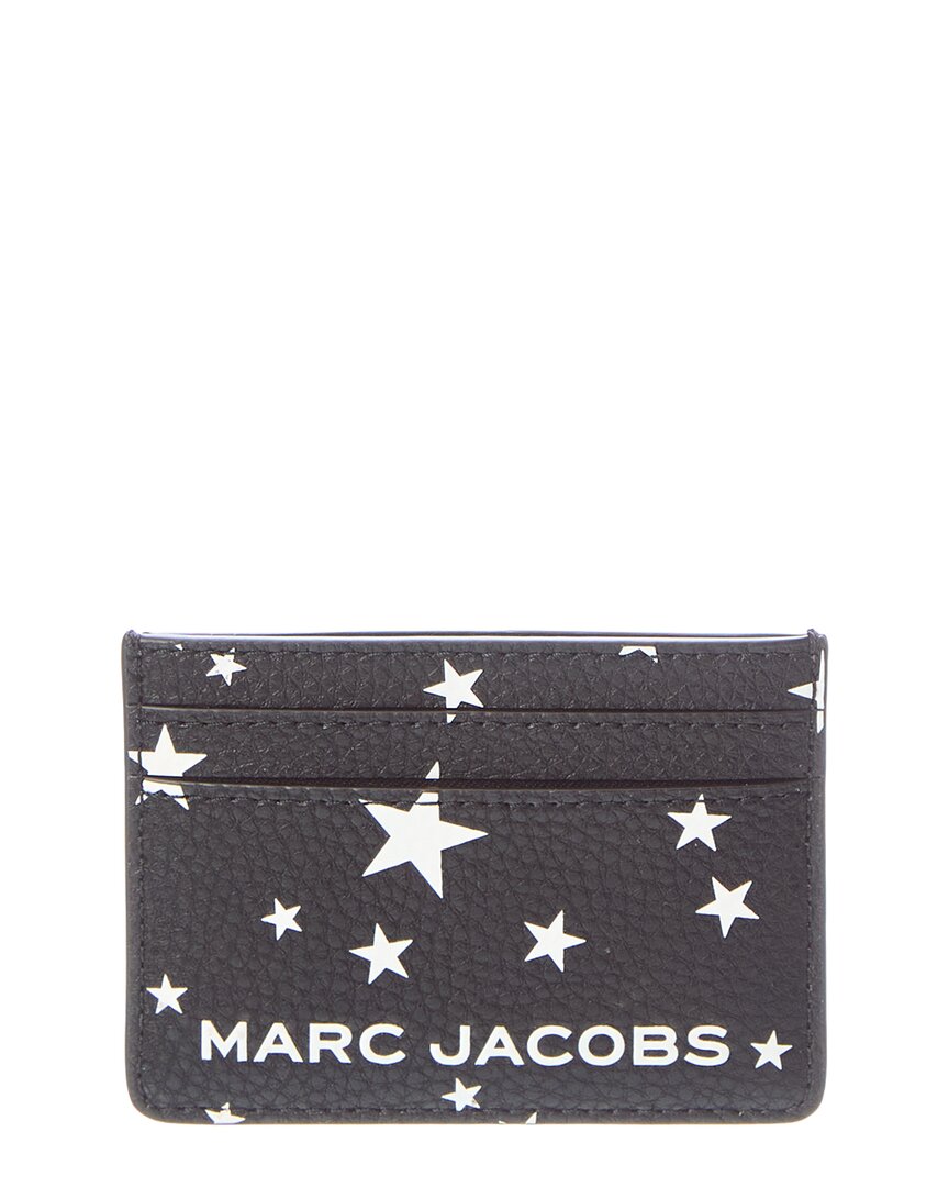Marc Jacobs Star Print Leather Card Case In Gray