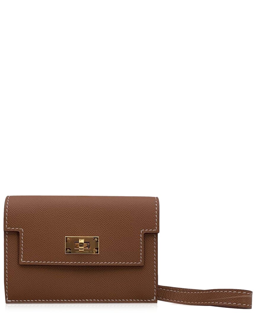 Pre-owned Hermes Hermès Brown Leather Kelly Pocket Wallet (authentic Pre-loved)
