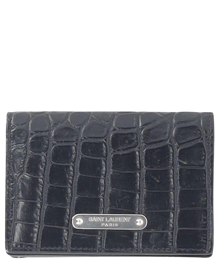Saint Laurent Black Leather Logo Trifold Compact Wallet (authentic Pre-loved)