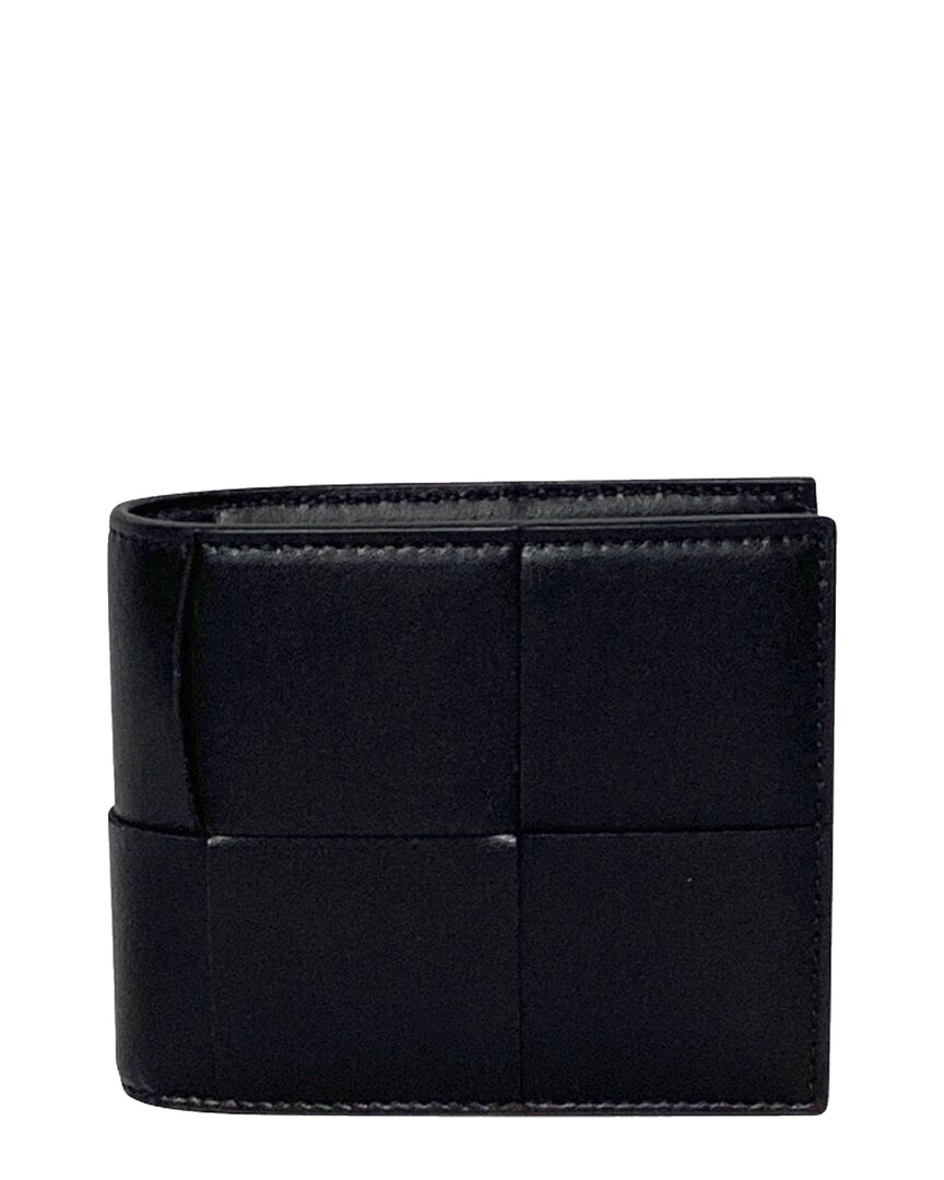 Bottega Veneta Black Intrecciato Calfskin Leather Cassette Billfold Wallet  (authentic Pre-loved)