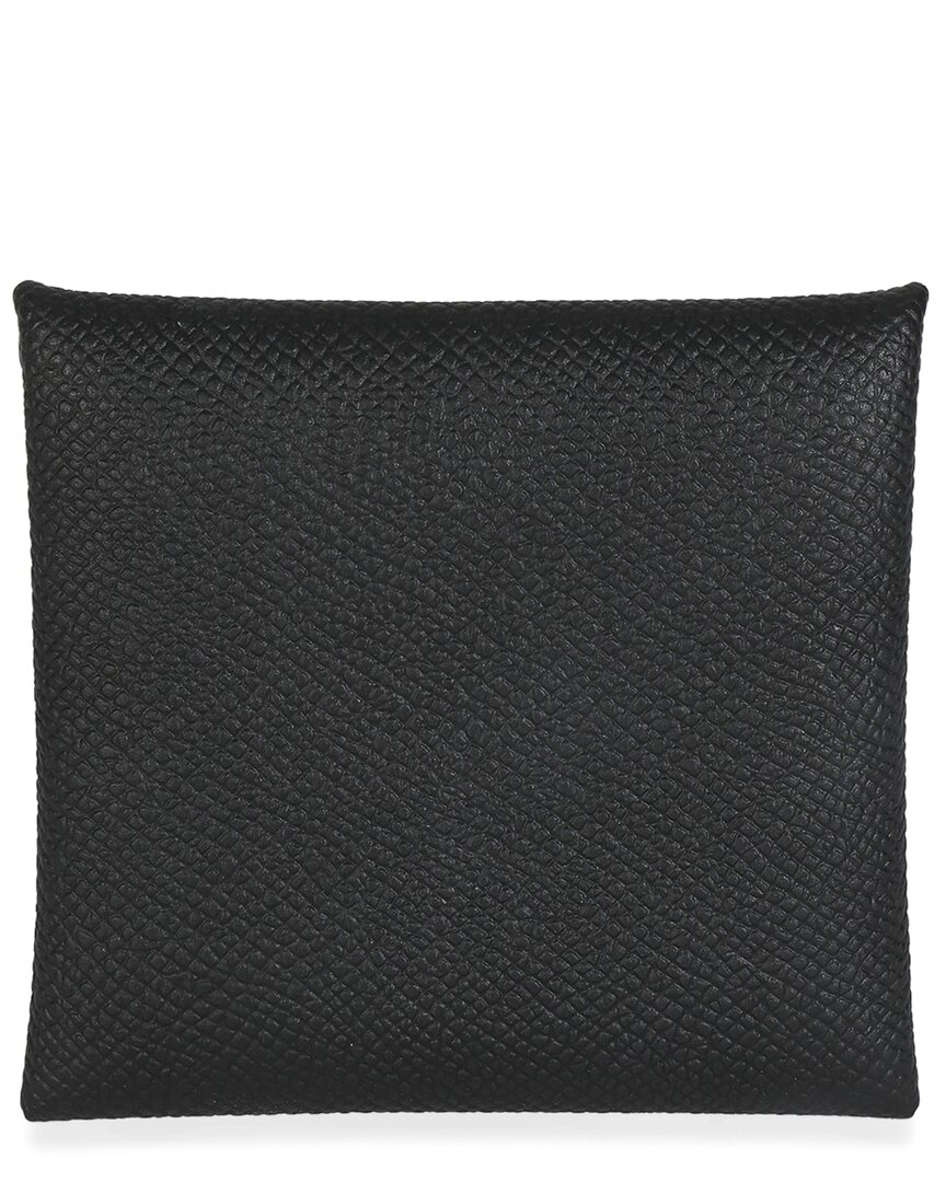 Pre-owned Hermes Hermès Black Epsom Leather Bastia Change Purse (authentic Pre-loved)