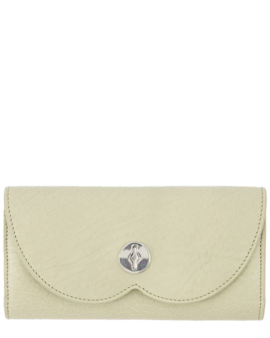 Burberry Calfskin Leather Chess Long Wallet In Neutral