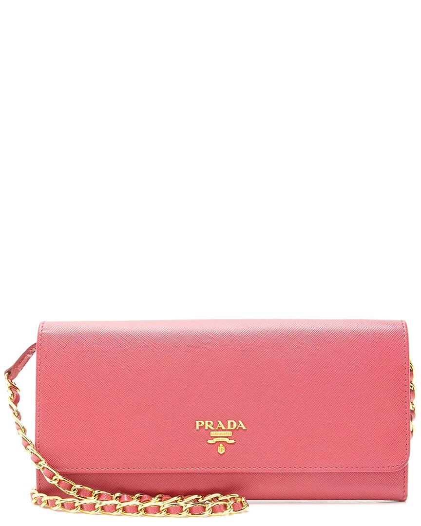Prada Saffiano Wallet On Chain (authentic Pre-loved)