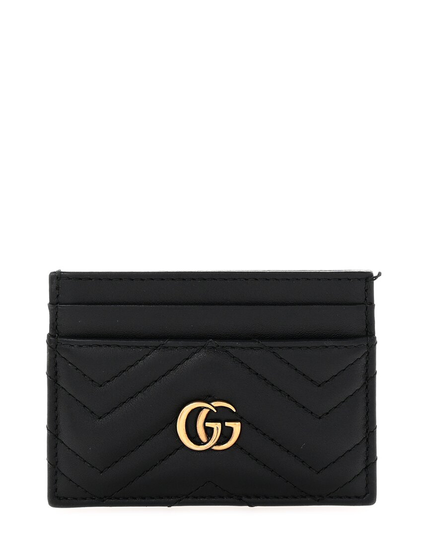 Gucci Black Calfskin Leather Marmont Card Holder (authentic Pre-loved)